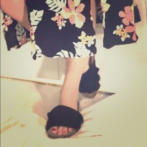 Black Ruffled Slides 60% off